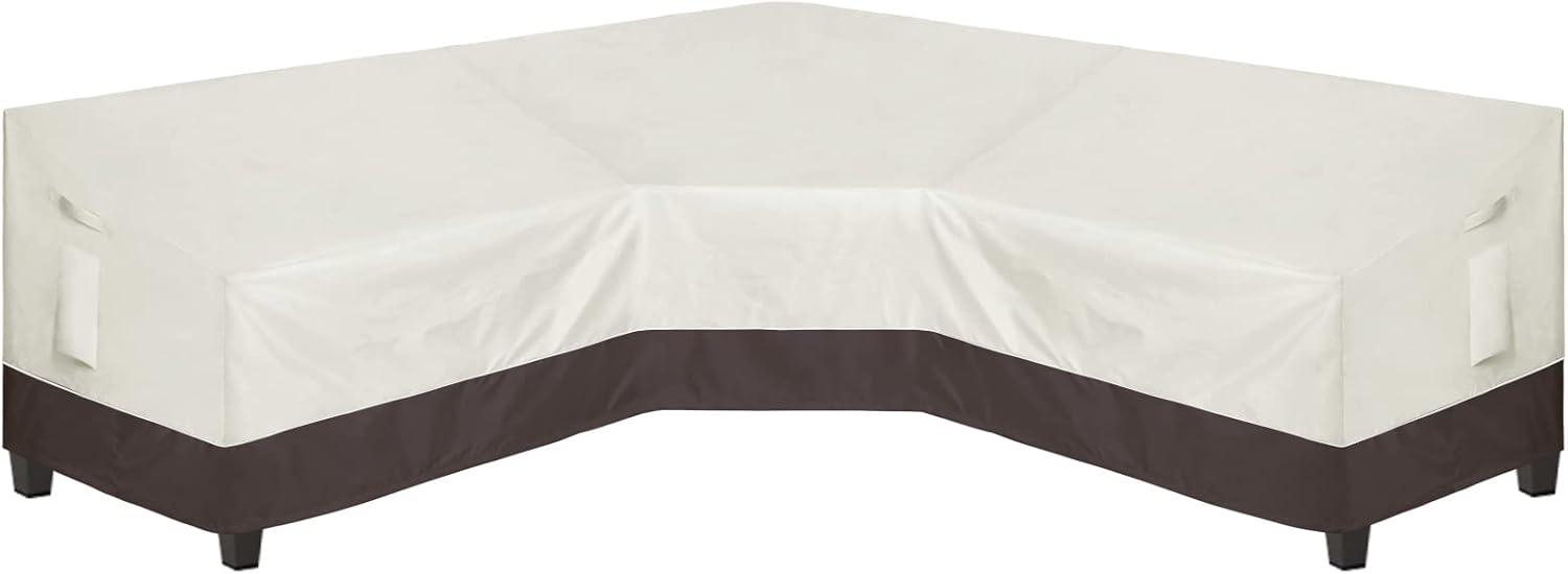 image:imageEasyGoing Outdoor VShaped Sectional Sofa Cover 89X89 UV Resistant Patio Sectional Couch Cover Waterproof Lawn Patio Furniture Cover BeigeBrownBeigeBrown