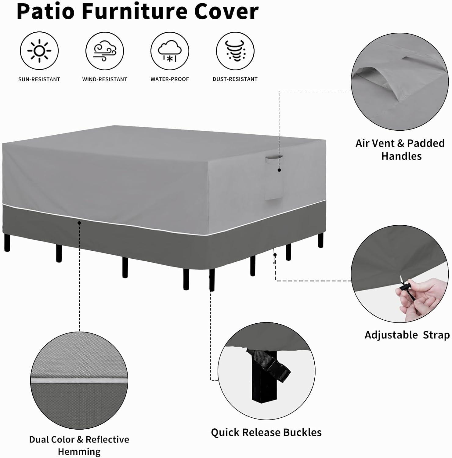 image:imageEasyGoing Patio Furniture Cover 110x84 Rectangle Outdoor Table and Chair Set Covers Waterproof UV Resistant Outdoor Sectional Sofa Set Covers GrayDark GrayGrayDark Gray
