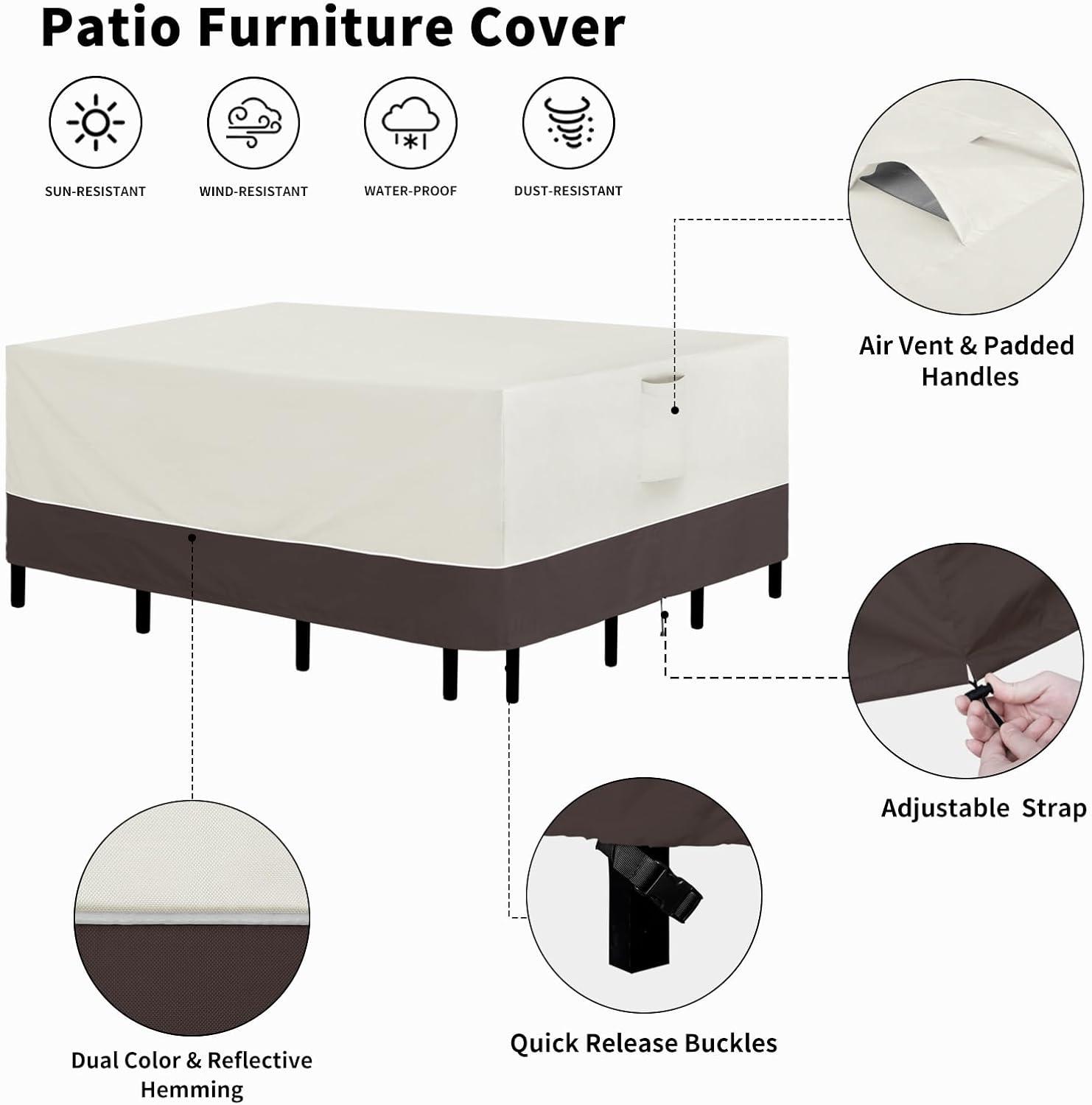 image:imageEasyGoing Patio Furniture Cover 110x84 Rectangle Outdoor Table and Chair Set Covers Waterproof UV Resistant Outdoor Sectional Sofa Set Covers GrayDark GrayBeigeBrown