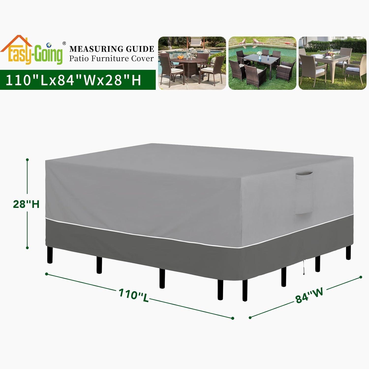 image:imageEasyGoing Patio Furniture Cover 110x84 Rectangle Outdoor Table and Chair Set Covers Waterproof UV Resistant Outdoor Sectional Sofa Set Covers GrayDark GrayGrayDark Gray