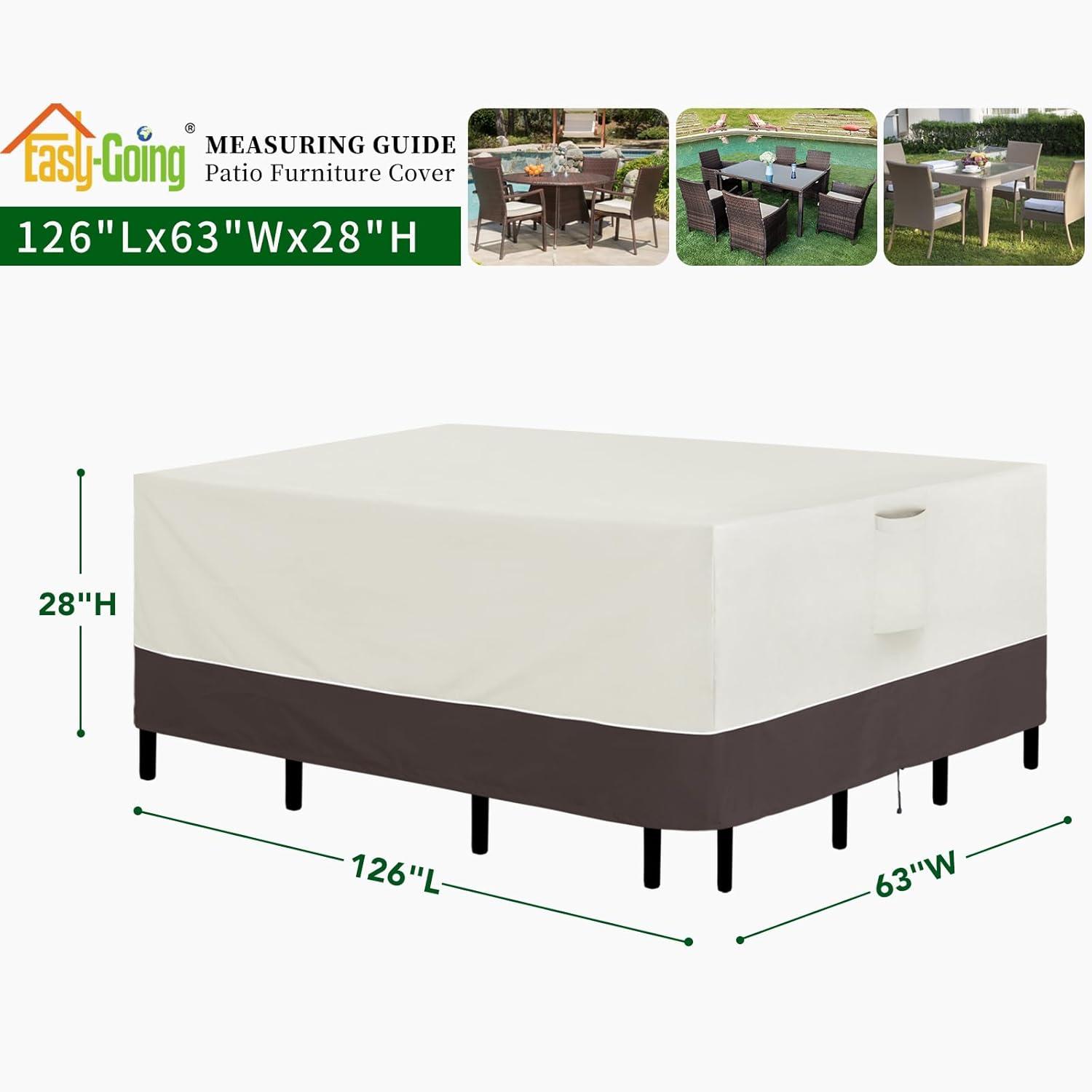 image:imageEasyGoing Patio Furniture Cover 110x84 Rectangle Outdoor Table and Chair Set Covers Waterproof UV Resistant Outdoor Sectional Sofa Set Covers GrayDark GrayBeigeBrown