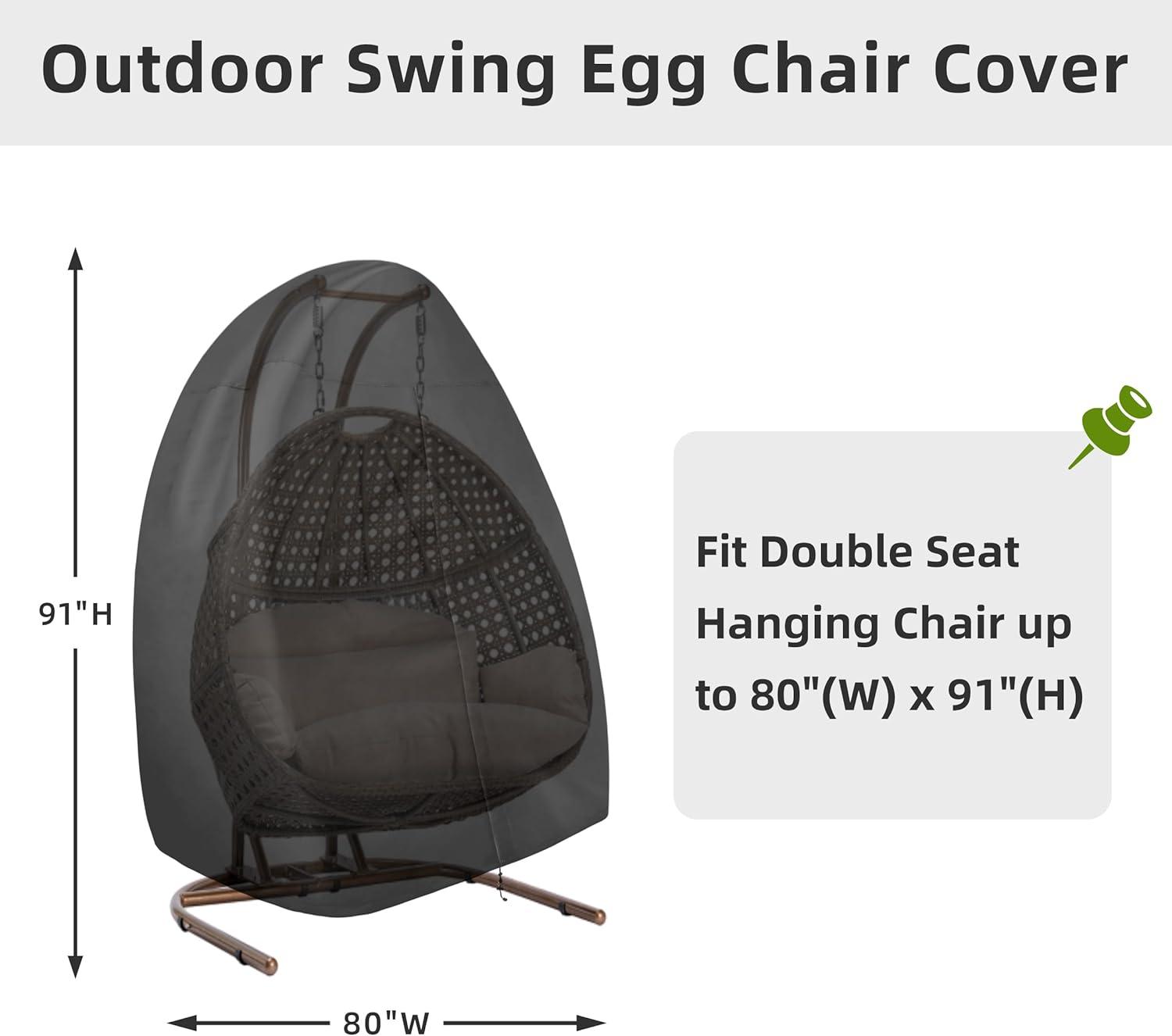 image:imageEasyGoing Patio Hanging Egg Chair Cover UV Resistant Waterproof Outdoor Single Seat Swing Chair Cover with Zipper CamelBlack