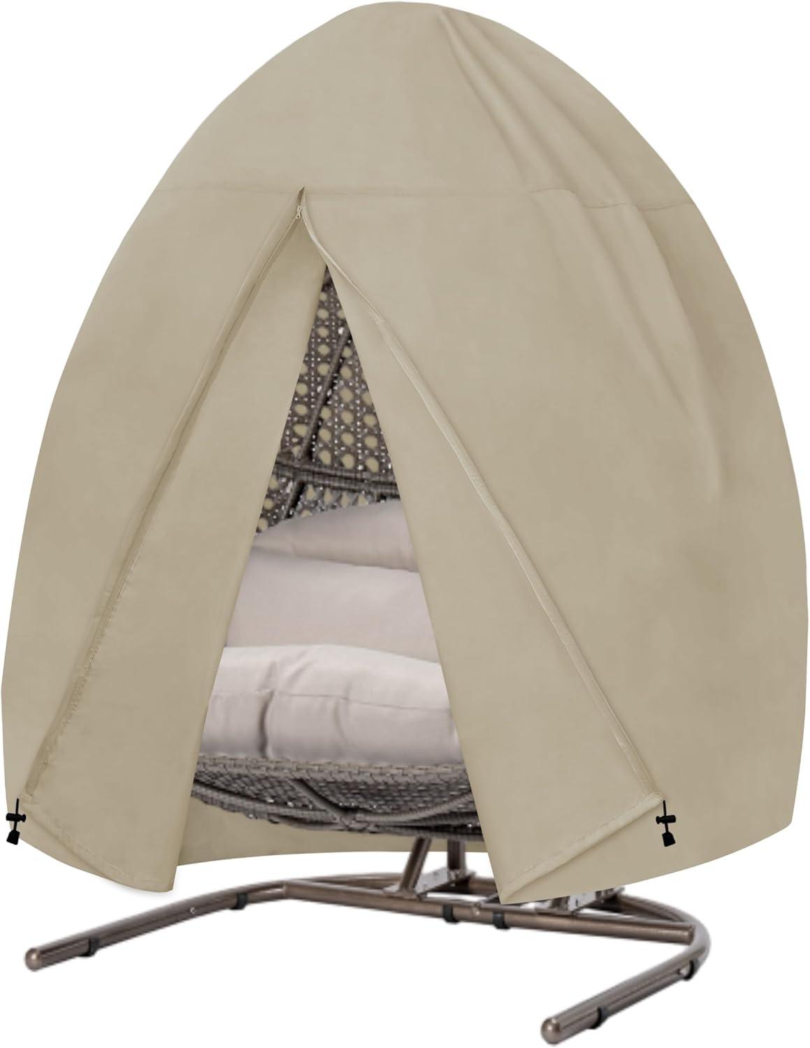 image:imageEasyGoing Patio Hanging Egg Chair Cover UV Resistant Waterproof Outdoor Single Seat Swing Chair Cover with Zipper CamelCamel