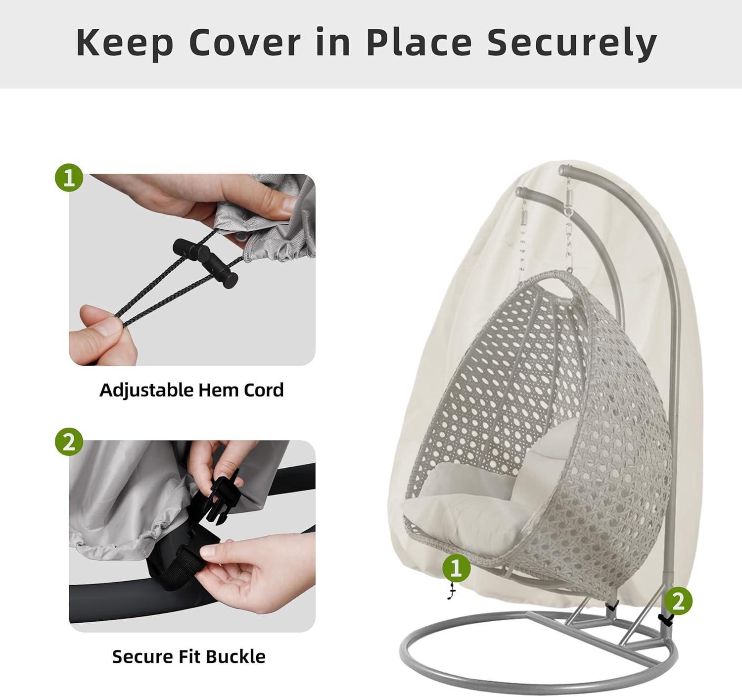 image:imageEasyGoing Patio Hanging Egg Chair Cover UV Resistant Waterproof Outdoor Single Seat Swing Chair Cover with Zipper CamelCamel