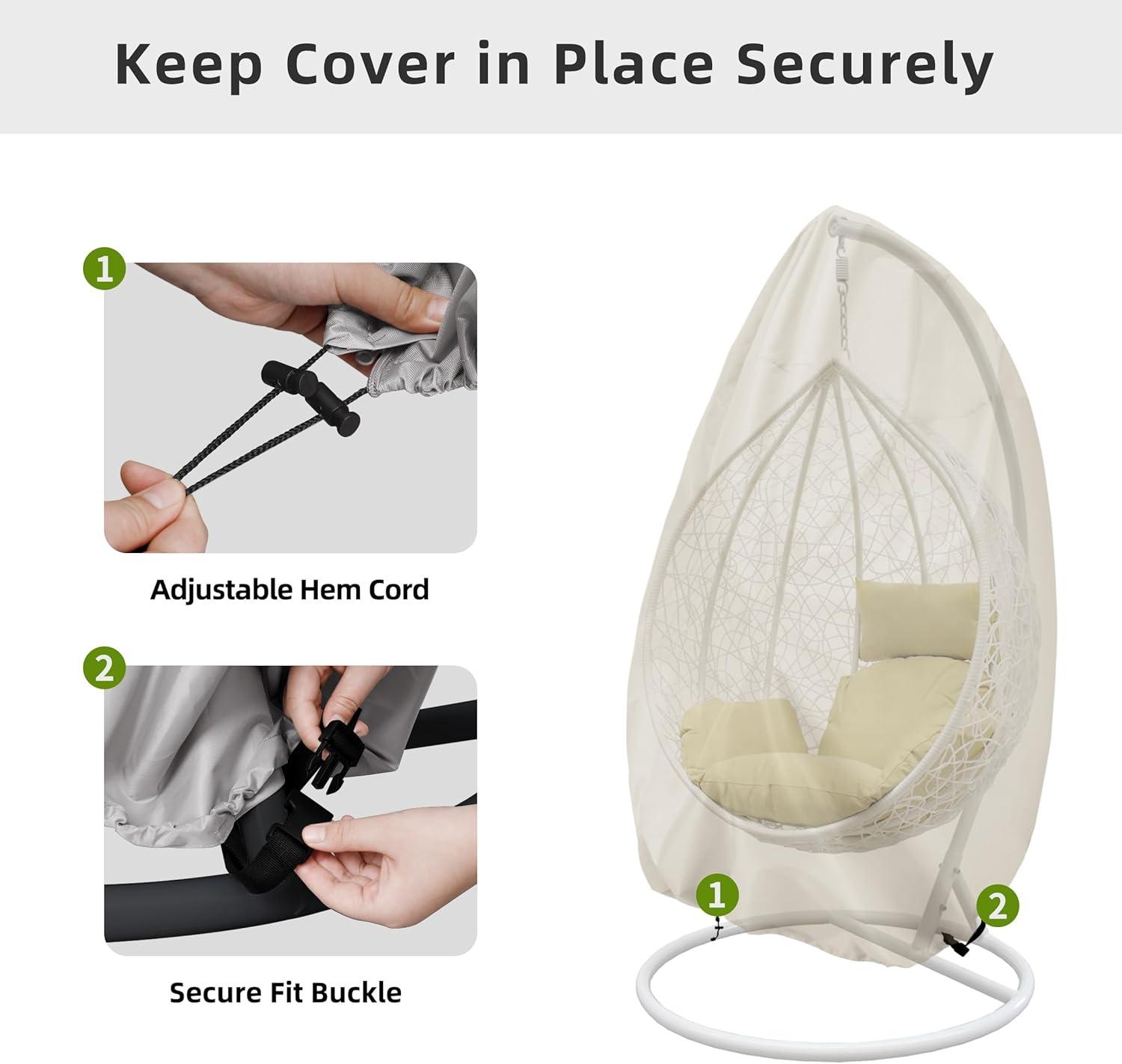 image:imageEasyGoing Patio Hanging Egg Chair Cover UV Resistant Waterproof Outdoor Single Seat Swing Chair Cover with Zipper CamelCamel