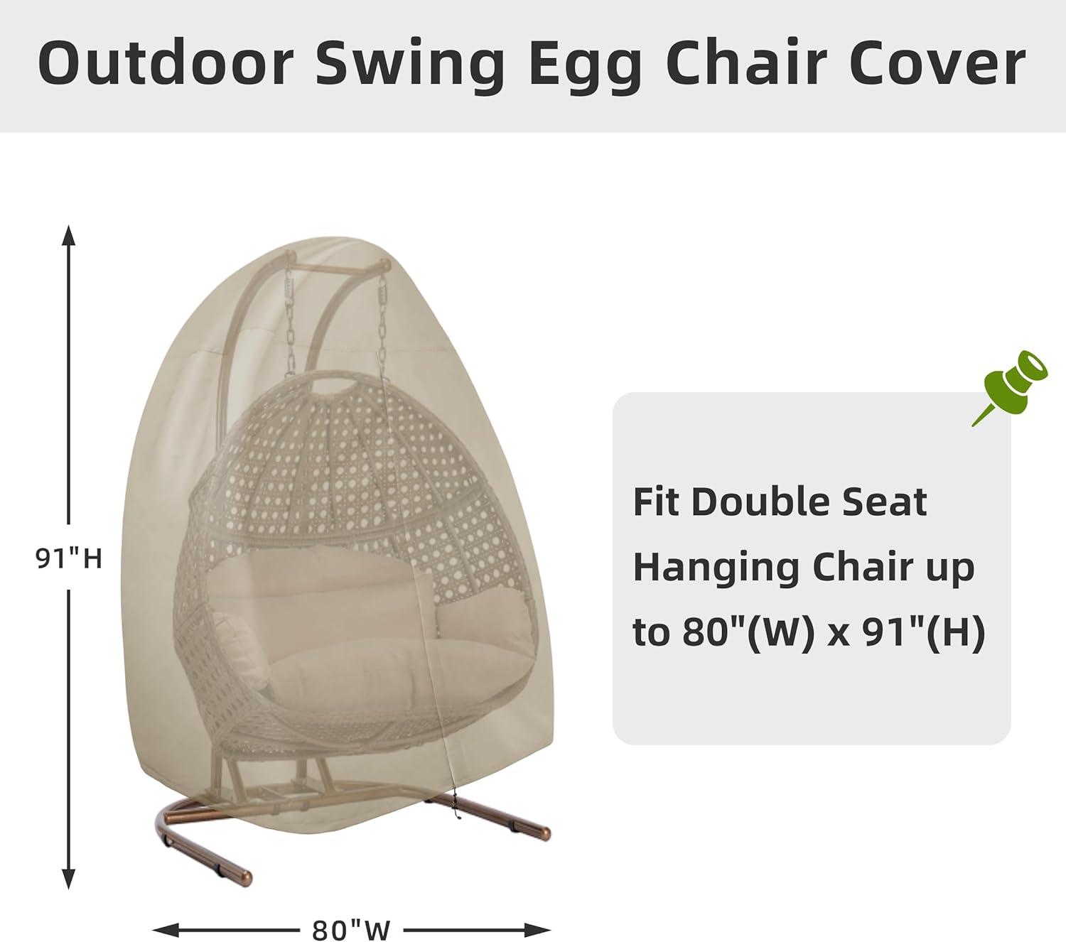 image:imageEasyGoing Patio Hanging Egg Chair Cover UV Resistant Waterproof Outdoor Single Seat Swing Chair Cover with Zipper CamelCamel