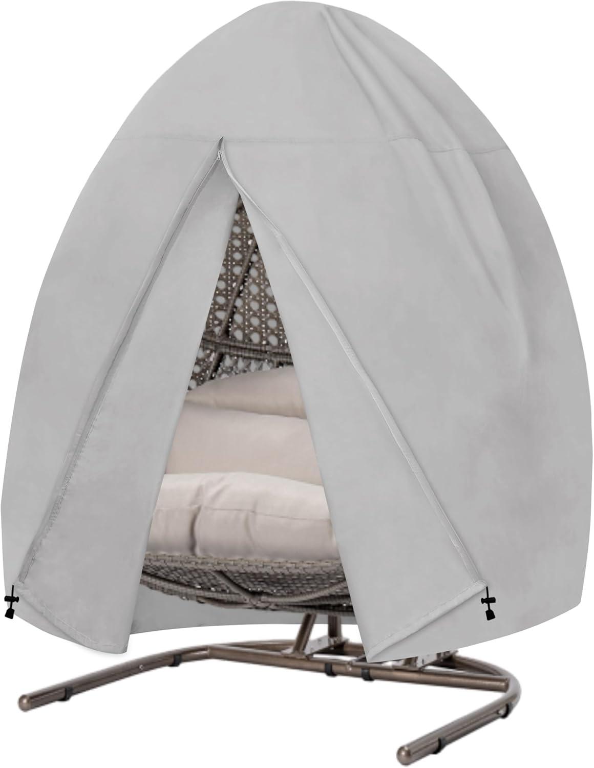 image:imageEasyGoing Patio Hanging Egg Chair Cover UV Resistant Waterproof Outdoor Single Seat Swing Chair Cover with Zipper CamelGrey