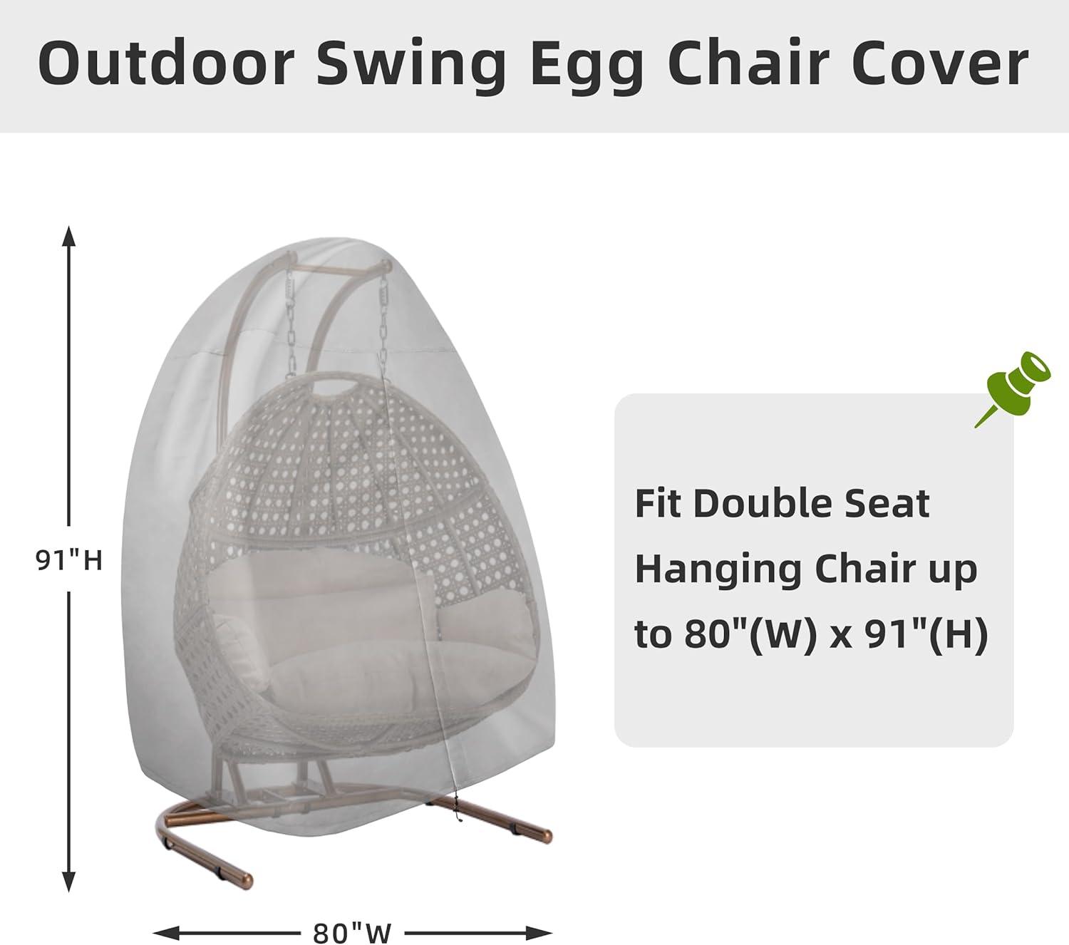 image:imageEasyGoing Patio Hanging Egg Chair Cover UV Resistant Waterproof Outdoor Single Seat Swing Chair Cover with Zipper CamelGrey