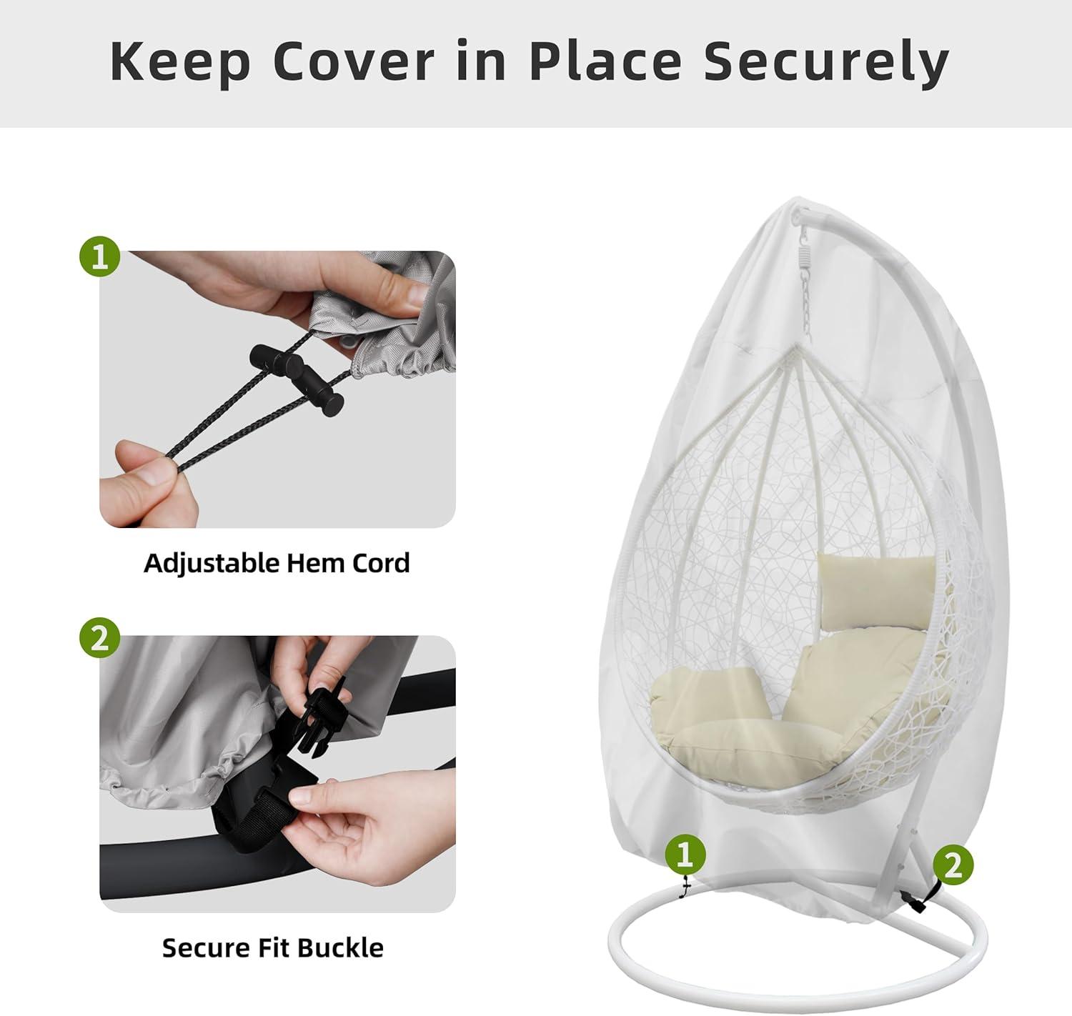 image:imageEasyGoing Patio Hanging Egg Chair Cover UV Resistant Waterproof Outdoor Single Seat Swing Chair Cover with Zipper CamelGrey