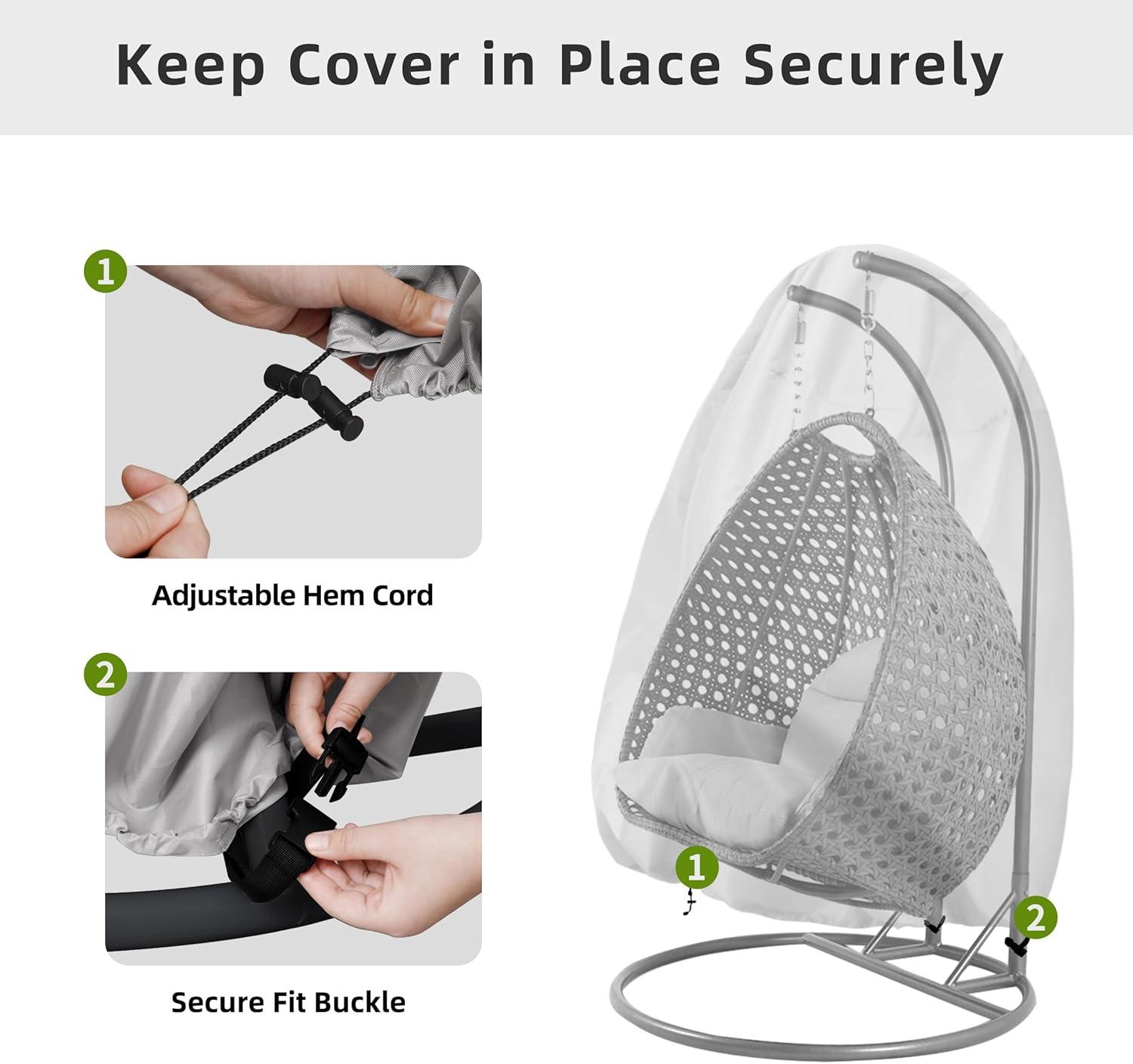 image:imageEasyGoing Patio Hanging Egg Chair Cover UV Resistant Waterproof Outdoor Single Seat Swing Chair Cover with Zipper CamelGrey