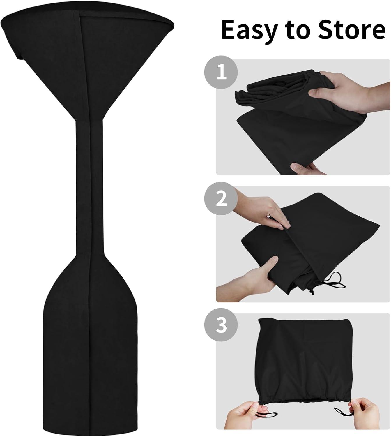image:imageEasyGoing Patio Heater Cover with Zipper and Storage Bag Waterproof Outdoor Heater Cover Dustproof UVResisant WindResistant 89H x 33D x 19B CamelBlack
