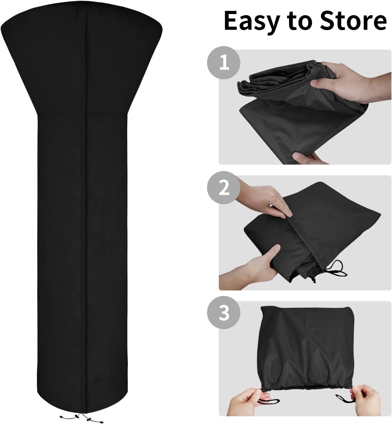 image:imageEasyGoing Patio Heater Cover with Zipper and Storage Bag Waterproof Outdoor Heater Cover Dustproof UVResisant WindResistant 89H x 33D x 19B CamelBlack
