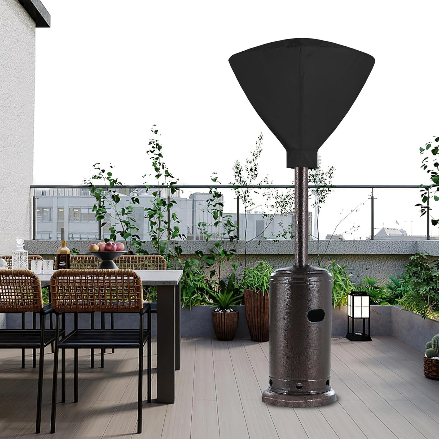 image:imageEasyGoing Patio Heater Cover with Zipper and Storage Bag Waterproof Outdoor Heater Cover Dustproof UVResisant WindResistant 89H x 33D x 19B CamelBlack