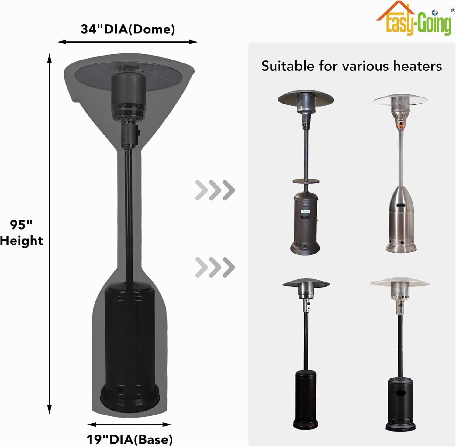 image:imageEasyGoing Patio Heater Cover with Zipper and Storage Bag Waterproof Outdoor Heater Cover Dustproof UVResisant WindResistant 89H x 33D x 19B CamelBlack