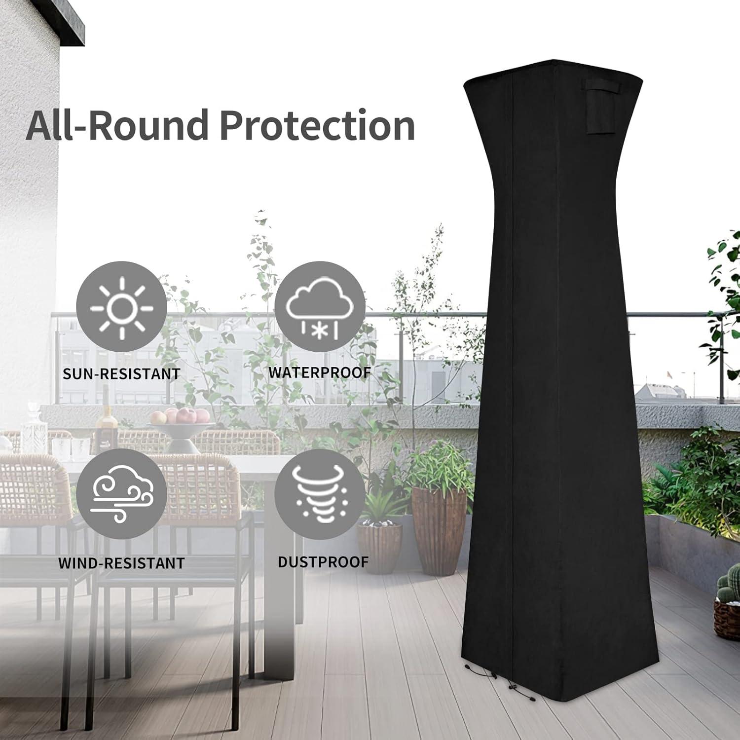 image:imageEasyGoing Patio Heater Cover with Zipper and Storage Bag Waterproof Outdoor Heater Cover Dustproof UVResisant WindResistant 89H x 33D x 19B CamelBlack