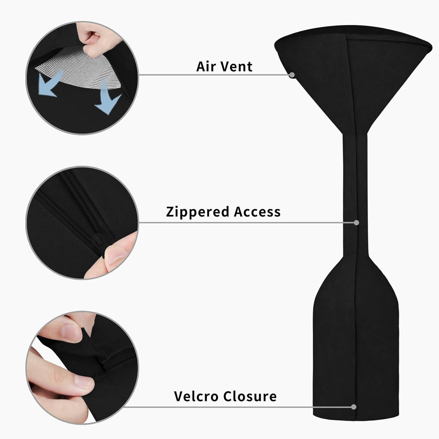 image:imageEasyGoing Patio Heater Cover with Zipper and Storage Bag Waterproof Outdoor Heater Cover Dustproof UVResisant WindResistant 89H x 33D x 19B CamelBlack