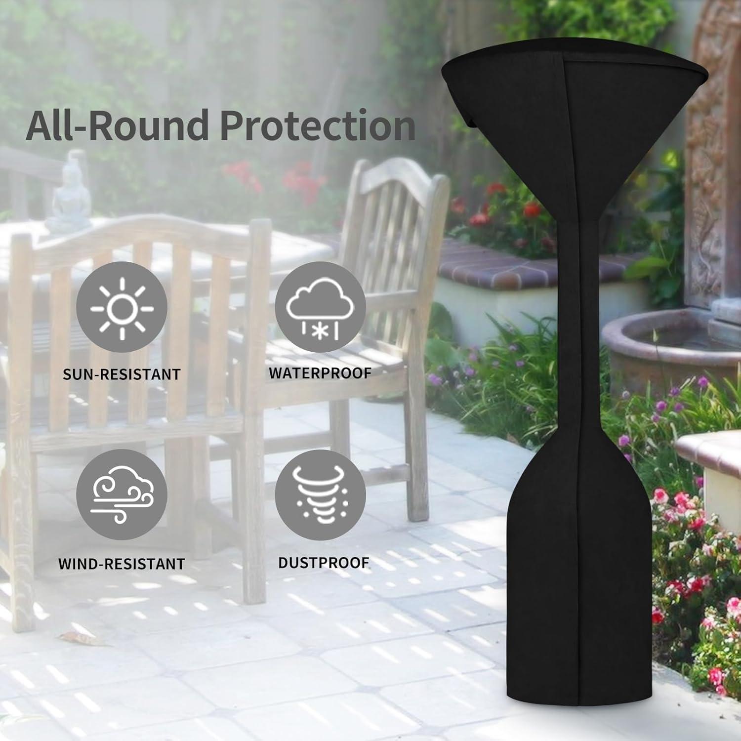 image:imageEasyGoing Patio Heater Cover with Zipper and Storage Bag Waterproof Outdoor Heater Cover Dustproof UVResisant WindResistant 89H x 33D x 19B CamelBlack