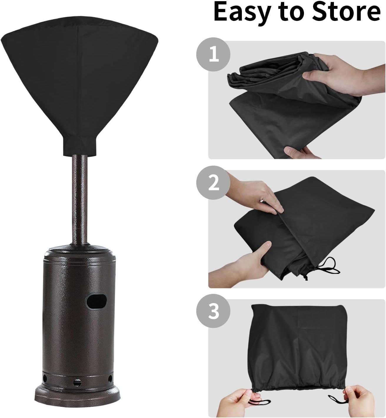 image:imageEasyGoing Patio Heater Cover with Zipper and Storage Bag Waterproof Outdoor Heater Cover Dustproof UVResisant WindResistant 89H x 33D x 19B CamelBlack