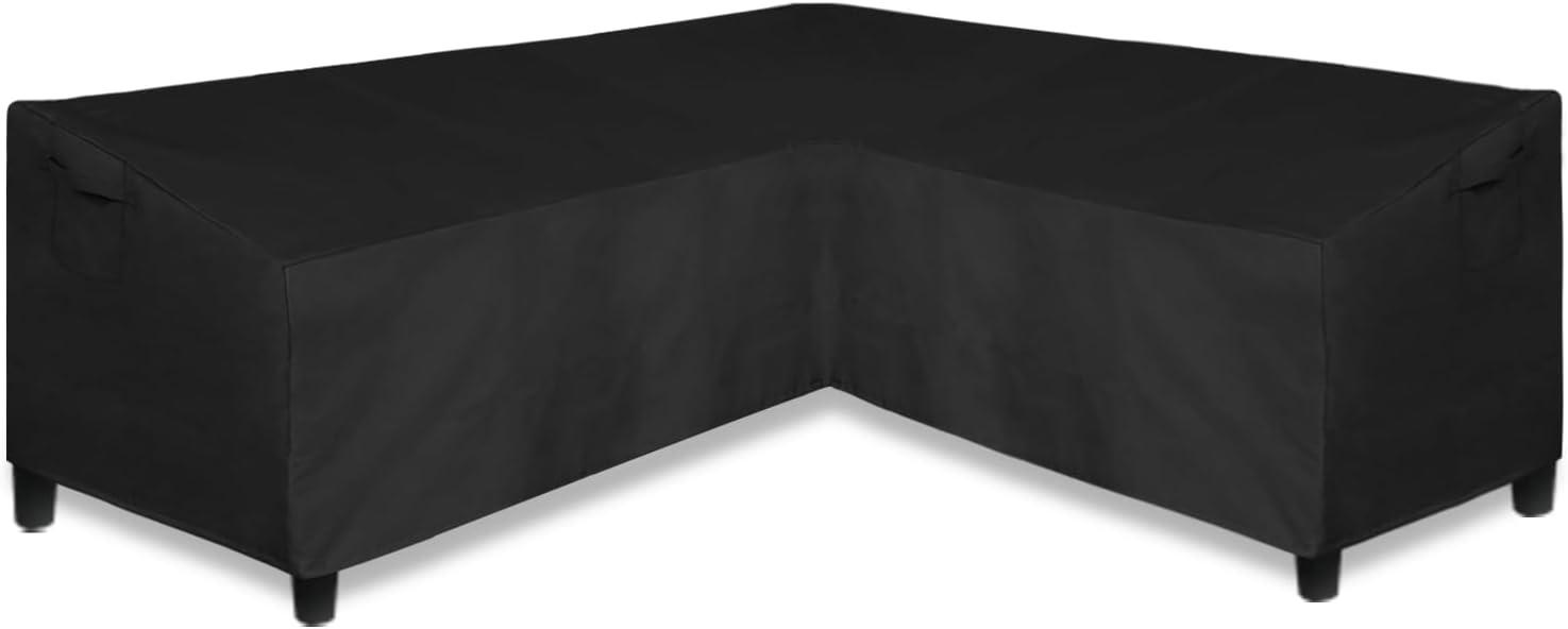image:imageEasyGoing Patio VShaped Sectional Sofa Cover Waterproof Outdoor Sectional CoverHeavy Duty Garden Furniture Cover with Air Vent 89 L on Each Side x 335 D x 31 H BlackBlack