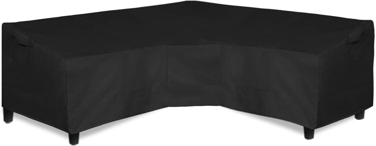 image:imageEasyGoing Patio VShaped Sectional Sofa Cover Waterproof Outdoor Sectional CoverHeavy Duty Garden Furniture Cover with Air Vent 89 L on Each Side x 335 D x 31 H BlackBlack