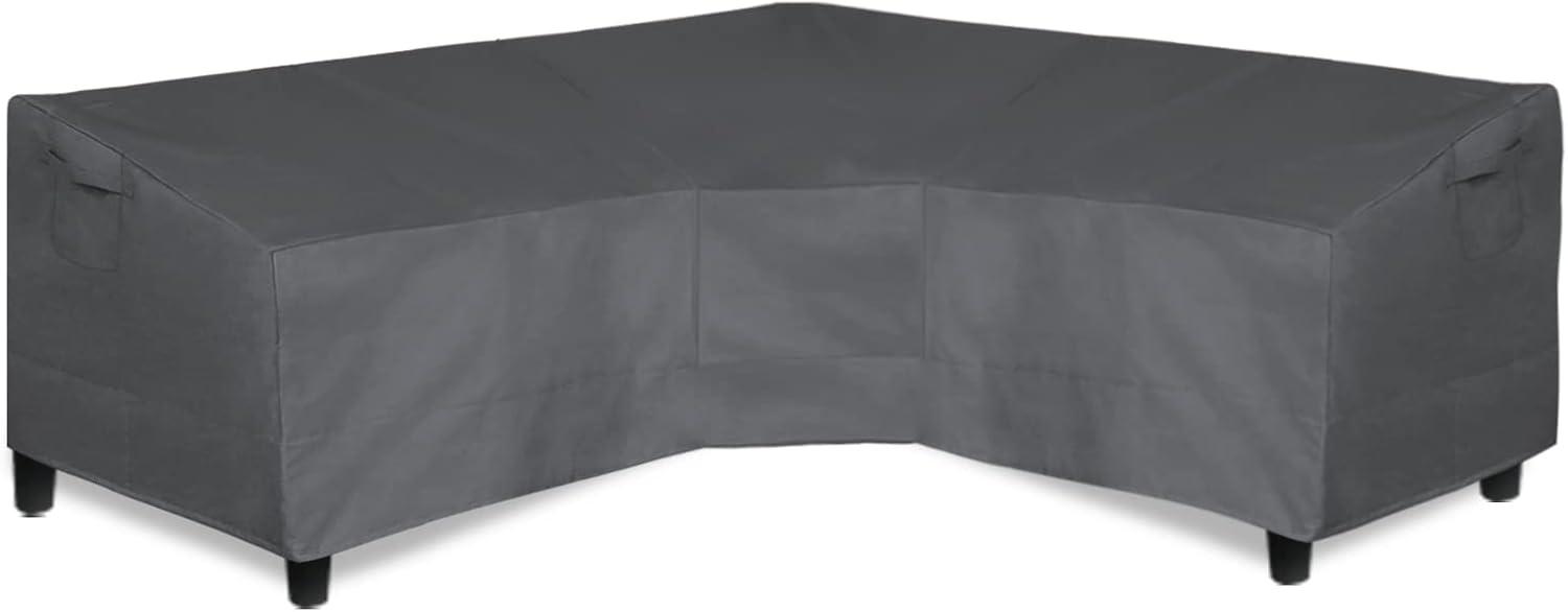 image:imageEasyGoing Patio VShaped Sectional Sofa Cover Waterproof Outdoor Sectional CoverHeavy Duty Garden Furniture Cover with Air Vent 89 L on Each Side x 335 D x 31 H BlackDark Gray