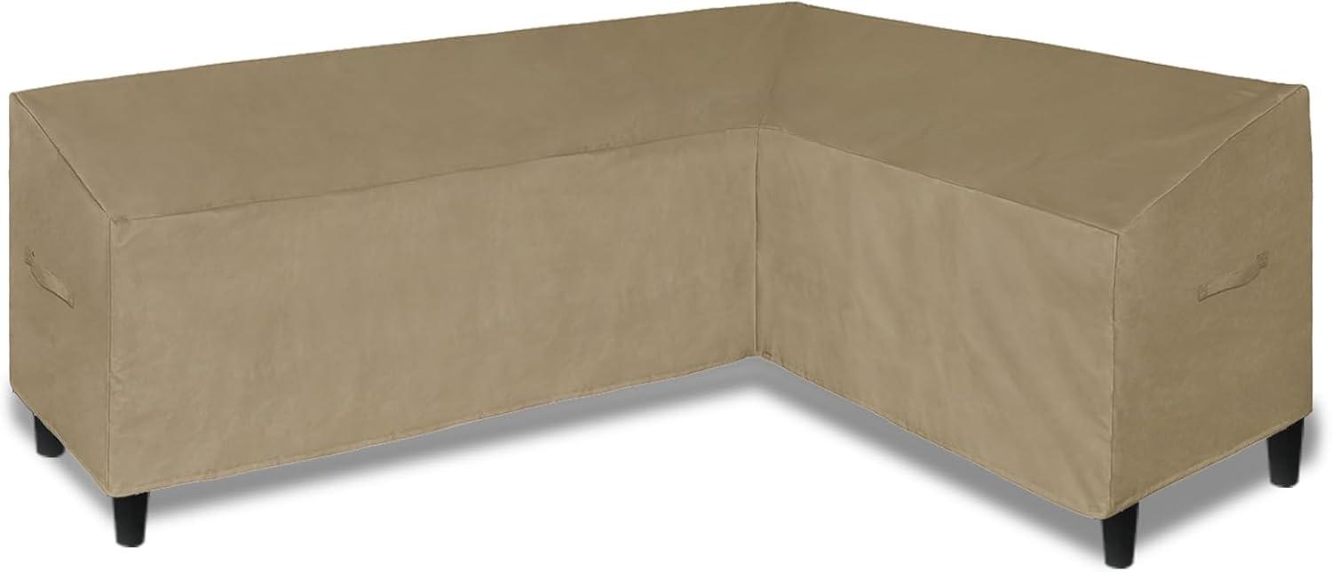 image:imageEasyGoing Patio VShaped Sectional Sofa Cover Waterproof Outdoor Sectional CoverHeavy Duty Garden Furniture Cover with Air Vent 89 L on Each Side x 335 D x 31 H BlackCamel