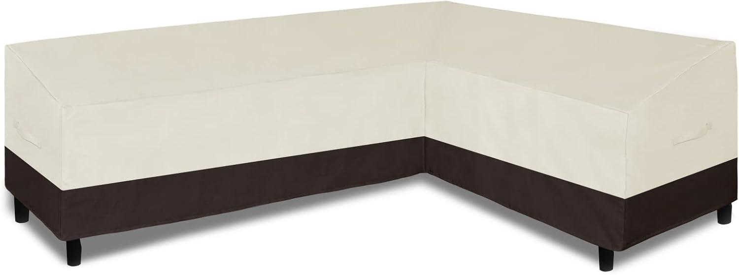 image:imageEasyGoing Patio VShaped Sectional Sofa Cover Waterproof Outdoor Sectional CoverHeavy Duty Garden Furniture Cover with Air Vent 89 L on Each Side x 335 D x 31 H BlackBeigeDark Brown