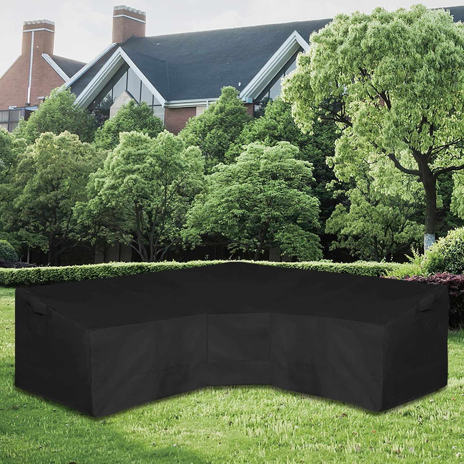 image:imageEasyGoing Patio VShaped Sectional Sofa Cover Waterproof Outdoor Sectional CoverHeavy Duty Garden Furniture Cover with Air Vent 89 L on Each Side x 335 D x 31 H BlackBlack