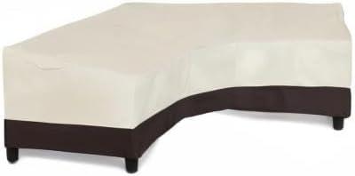 image:imageEasyGoing Patio VShaped Sectional Sofa Cover Waterproof Outdoor Sectional CoverHeavy Duty Garden Furniture Cover with Air Vent 89 L on Each Side x 335 D x 31 H BlackBeigeDark Brown