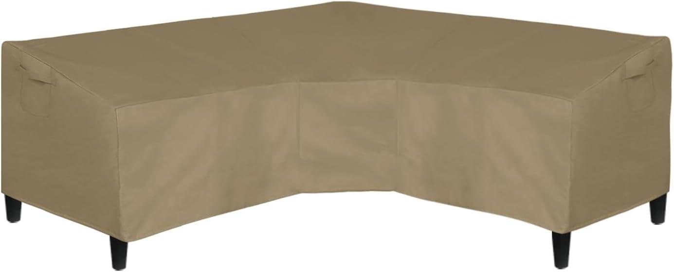 image:imageEasyGoing Patio VShaped Sectional Sofa Cover Waterproof Outdoor Sectional CoverHeavy Duty Garden Furniture Cover with Air Vent 89 L on Each Side x 335 D x 31 H BlackCamel