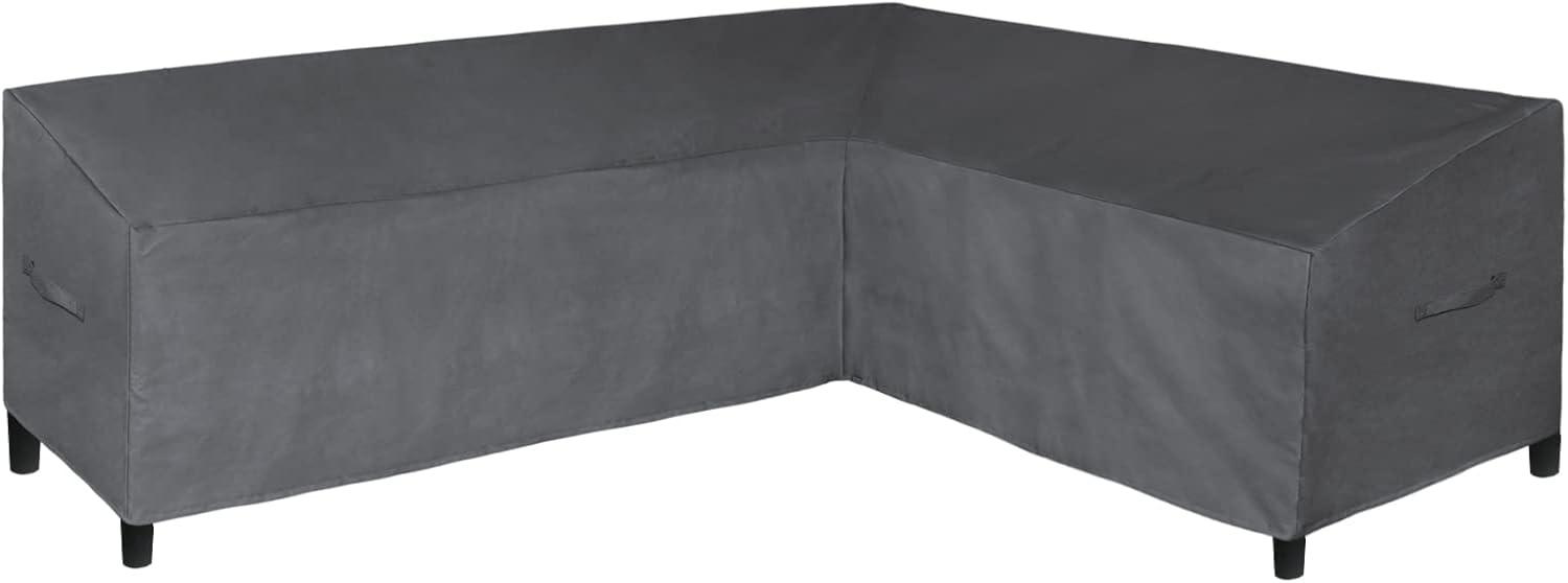 image:imageEasyGoing Patio VShaped Sectional Sofa Cover Waterproof Outdoor Sectional CoverHeavy Duty Garden Furniture Cover with Air Vent 89 L on Each Side x 335 D x 31 H BlackDark Gray