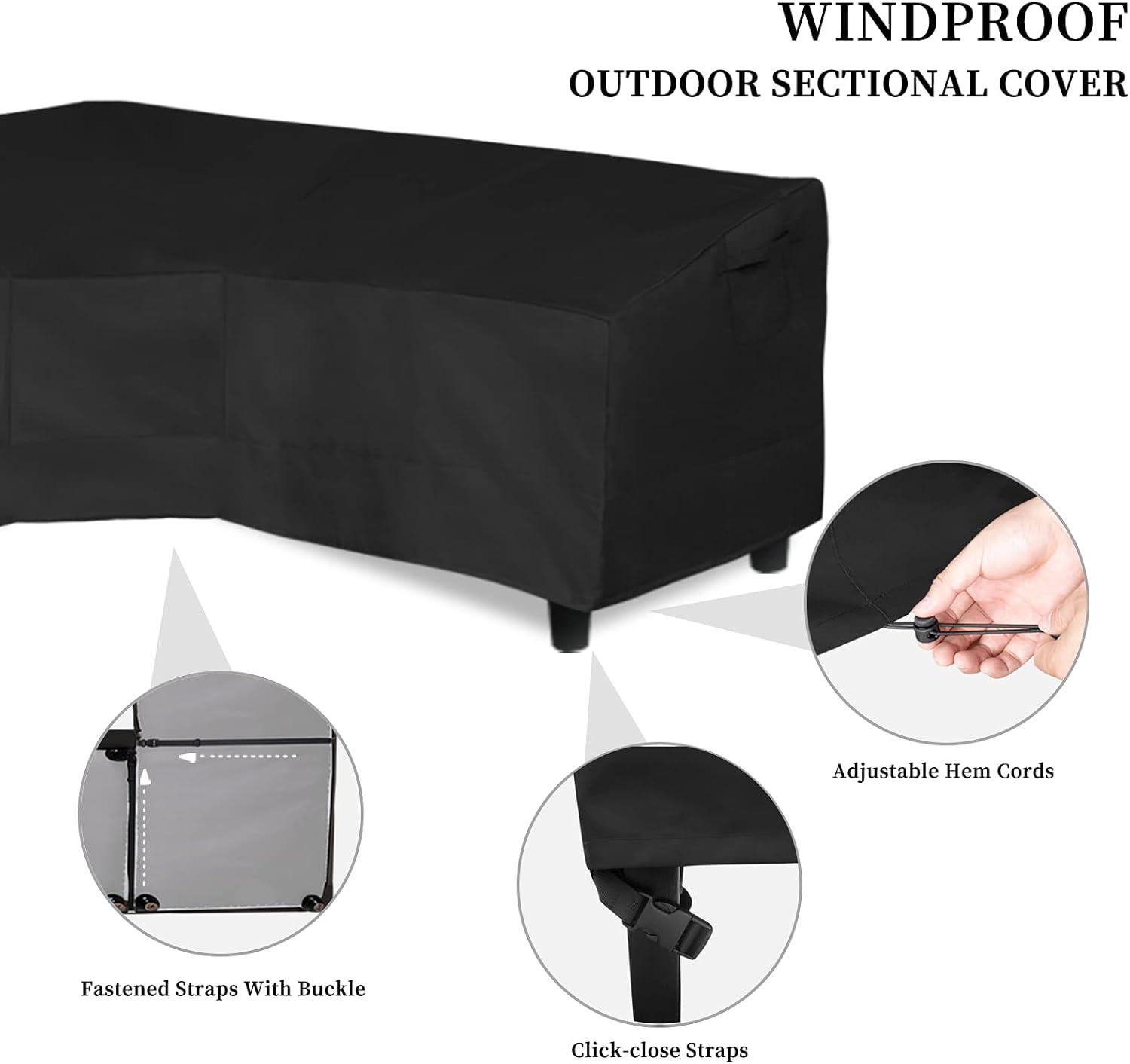 image:imageEasyGoing Patio VShaped Sectional Sofa Cover Waterproof Outdoor Sectional CoverHeavy Duty Garden Furniture Cover with Air Vent 89 L on Each Side x 335 D x 31 H BlackBlack