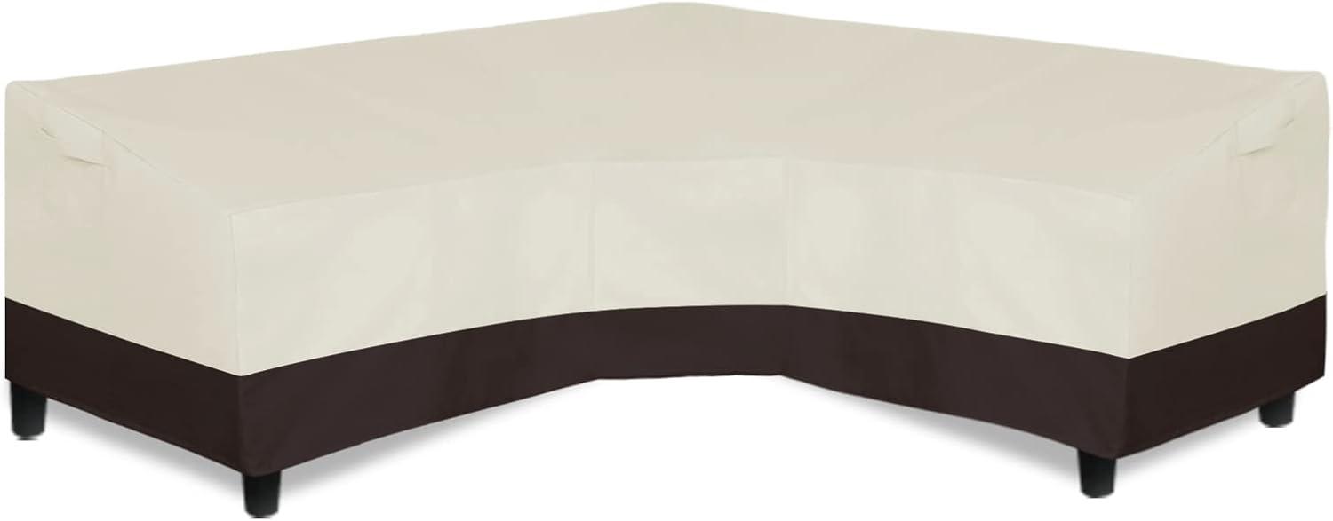 image:imageEasyGoing Patio VShaped Sectional Sofa Cover Waterproof Outdoor Sectional CoverHeavy Duty Garden Furniture Cover with Air Vent 89 L on Each Side x 335 D x 31 H BlackBeigeDark Brown
