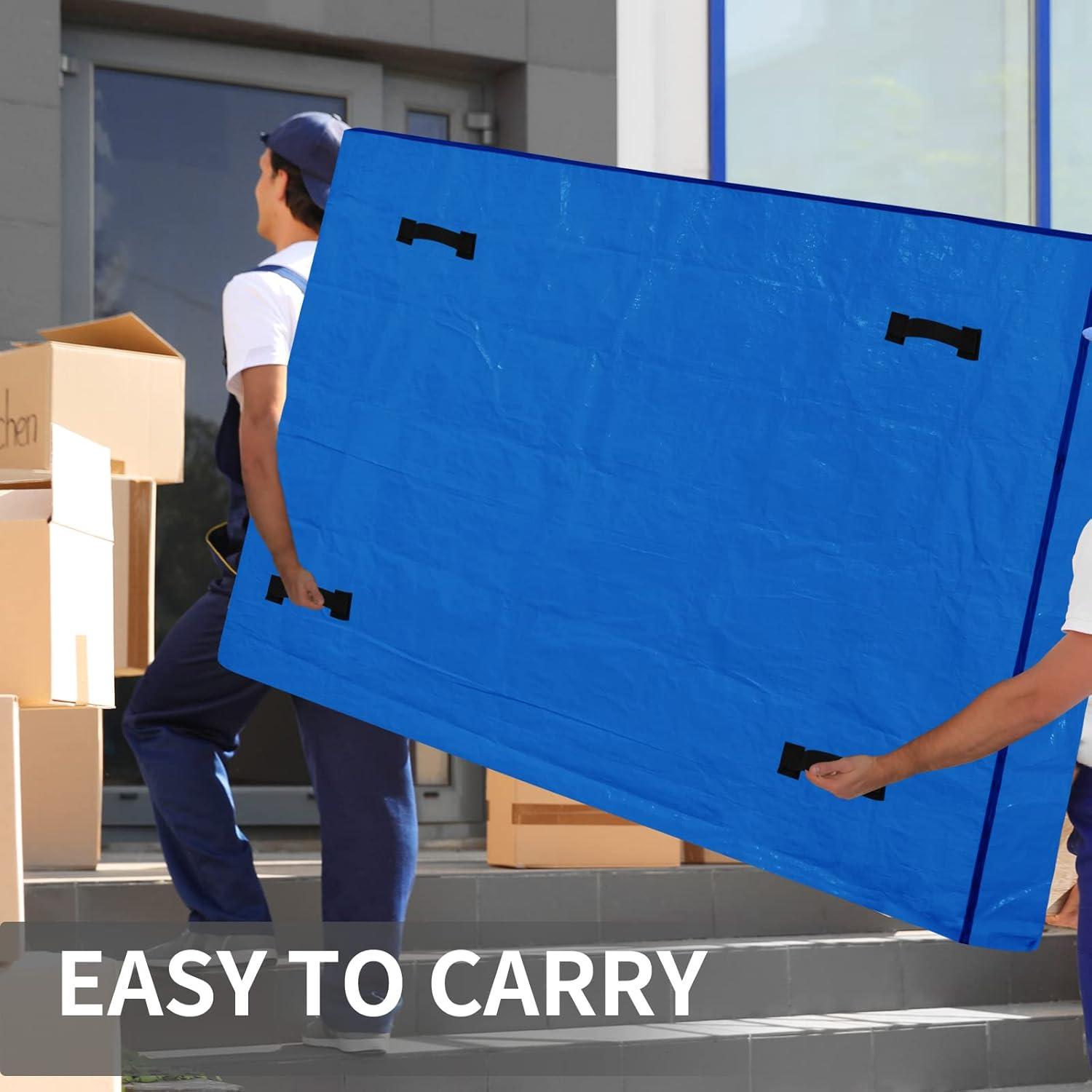image:imageEasyGoing Queen Mattress Bags for Moving and Storage Reusable Waterproof Mattress Cover with 8 Strong Handles and Zipper 82X63X15