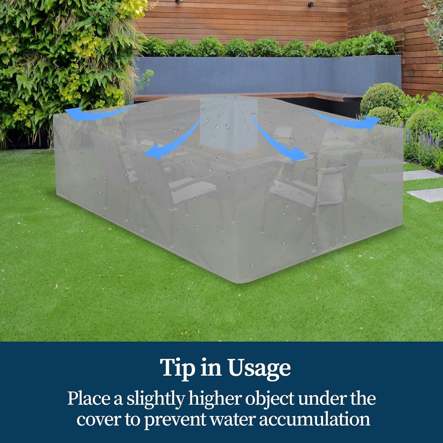 image:imageEasyGoing Rectangle Patio Furniture Cover Waterproof Outdoor Dining Table and Chair Cover AntiUV Outside Sectional Sofa Set Covers 110L x 84W x 28H BlackGrey