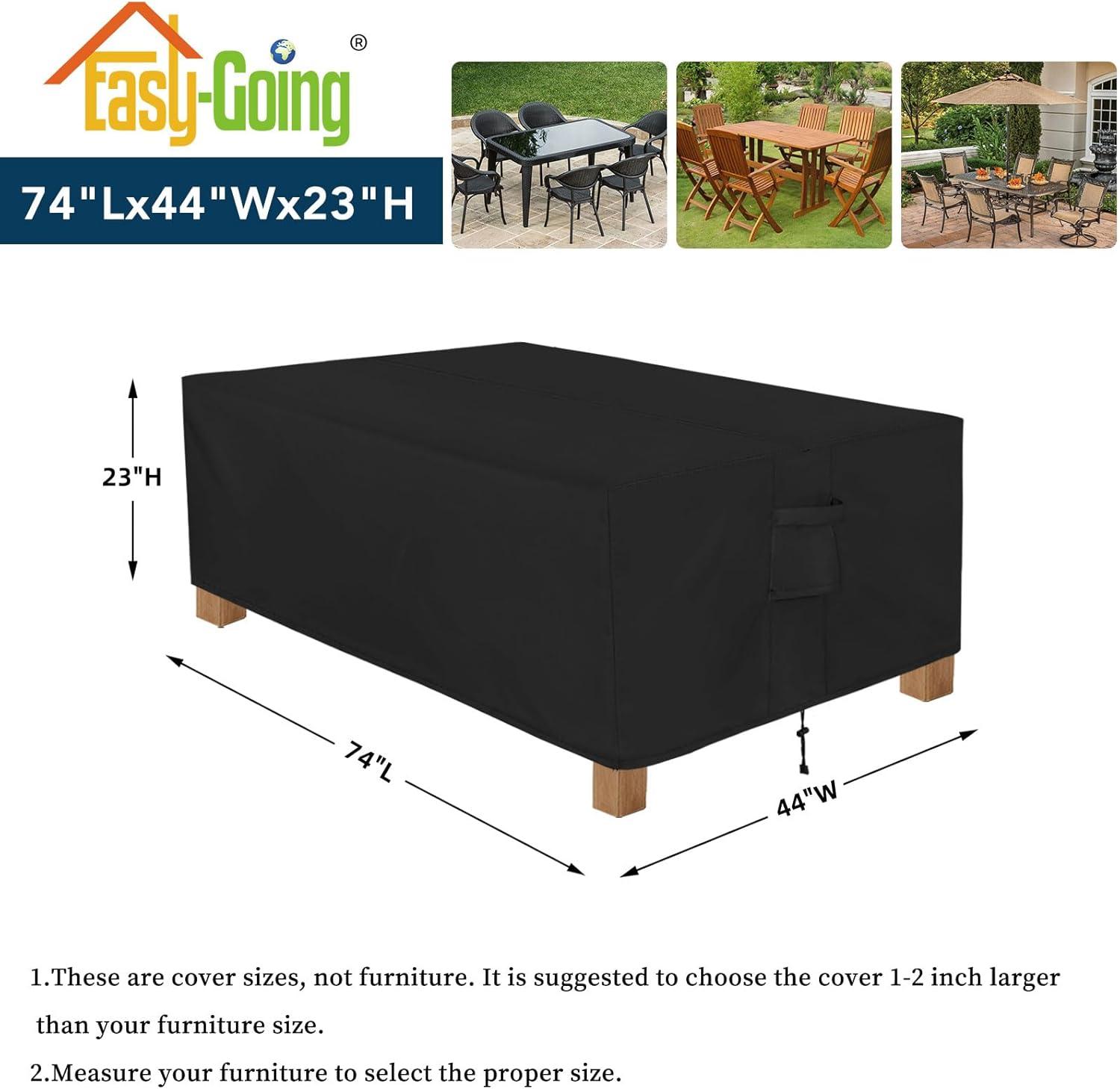 image:imageEasyGoing Rectangle Patio Furniture Cover Waterproof Outdoor Dining Table and Chair Cover AntiUV Outside Sectional Sofa Set Covers 110L x 84W x 28H BlackBlack