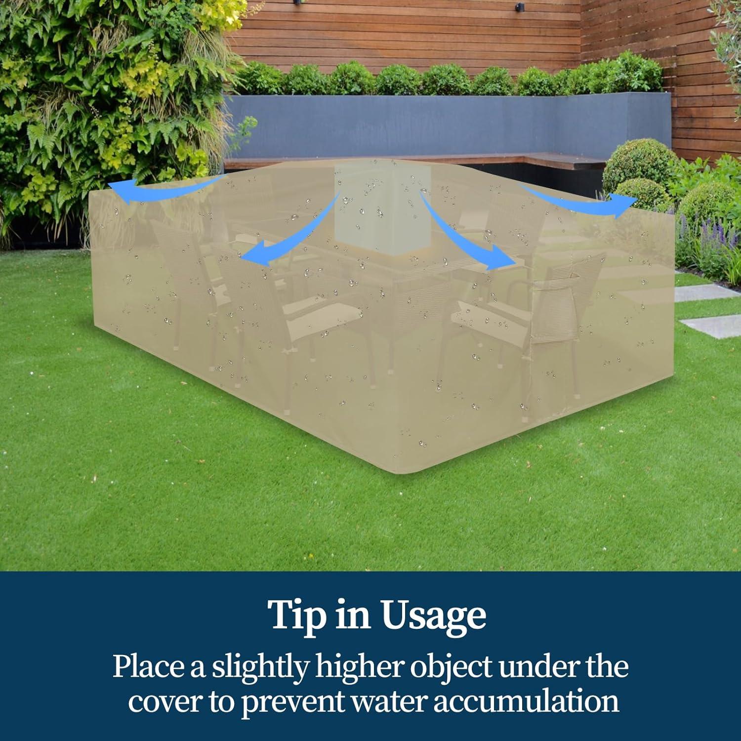 image:imageEasyGoing Rectangle Patio Furniture Cover Waterproof Outdoor Dining Table and Chair Cover AntiUV Outside Sectional Sofa Set Covers 110L x 84W x 28H BlackCamel