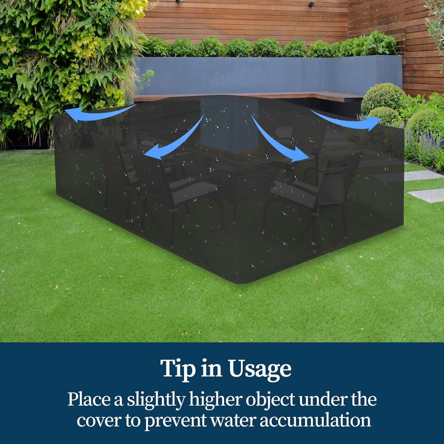 image:imageEasyGoing Rectangle Patio Furniture Cover Waterproof Outdoor Dining Table and Chair Cover AntiUV Outside Sectional Sofa Set Covers 110L x 84W x 28H BlackBlack