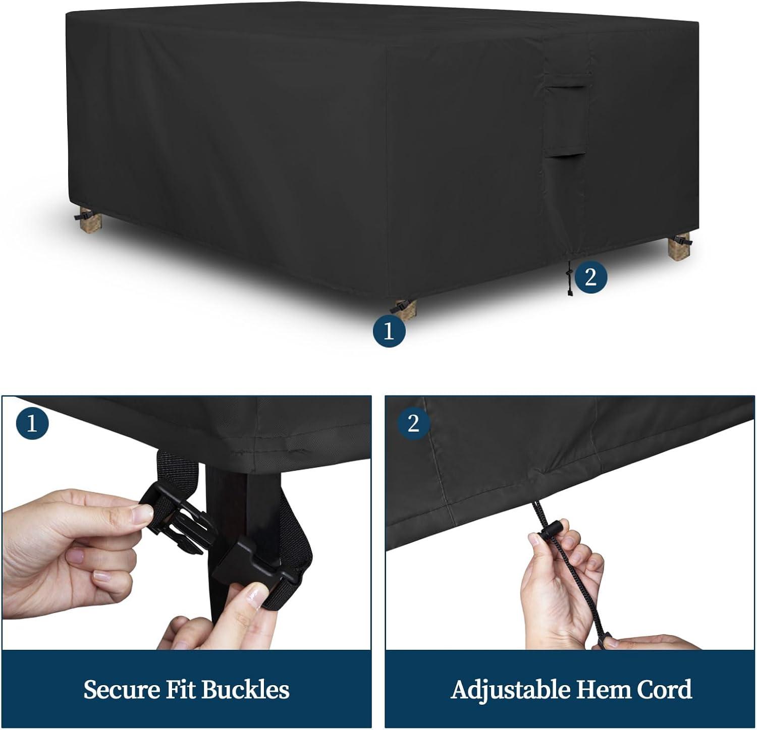 image:imageEasyGoing Rectangle Patio Furniture Cover Waterproof Outdoor Dining Table and Chair Cover AntiUV Outside Sectional Sofa Set Covers 110L x 84W x 28H BlackBlack