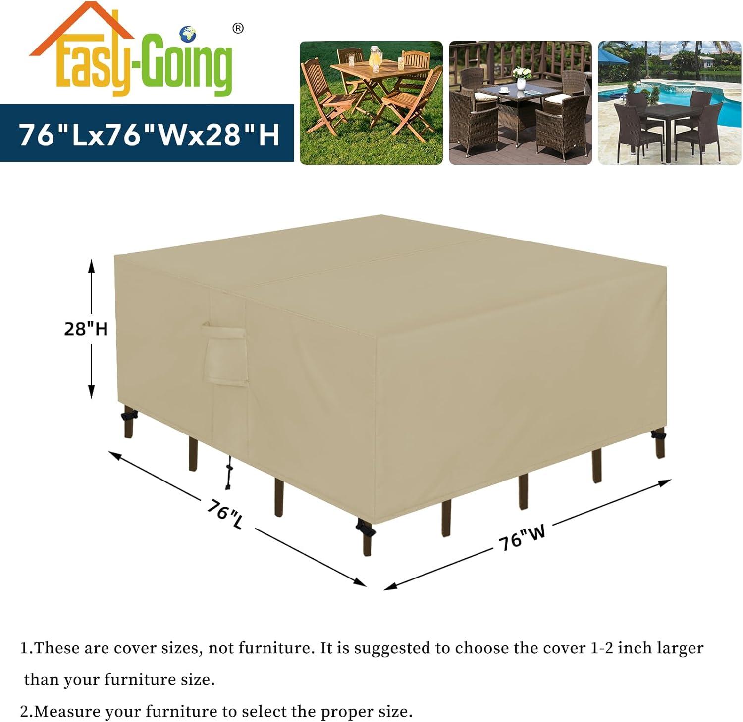 image:imageEasyGoing Rectangle Patio Furniture Cover Waterproof Outdoor Dining Table and Chair Cover AntiUV Outside Sectional Sofa Set Covers 110L x 84W x 28H BlackCamel