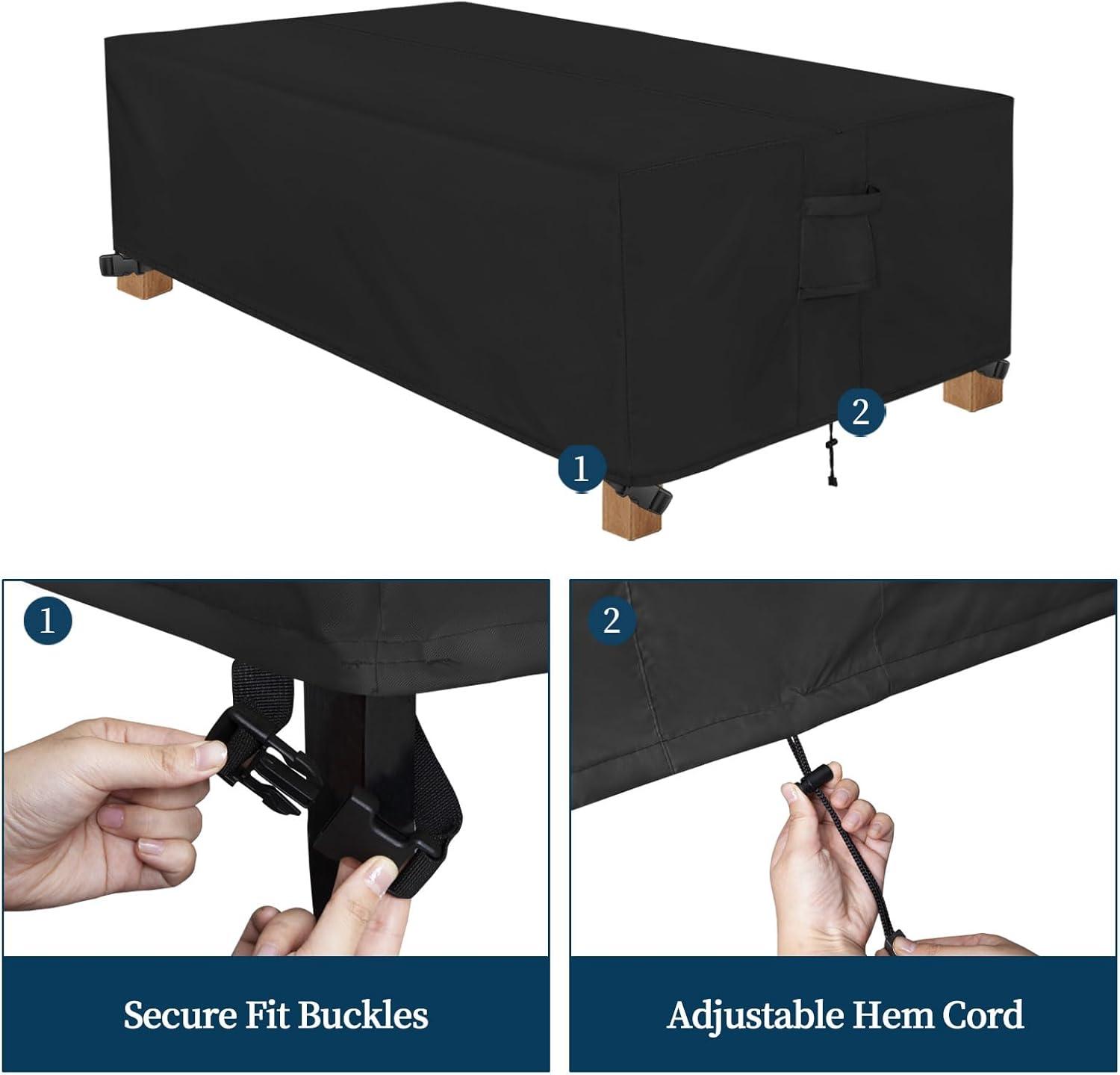 image:imageEasyGoing Rectangle Patio Furniture Cover Waterproof Outdoor Dining Table and Chair Cover AntiUV Outside Sectional Sofa Set Covers 110L x 84W x 28H BlackBlack