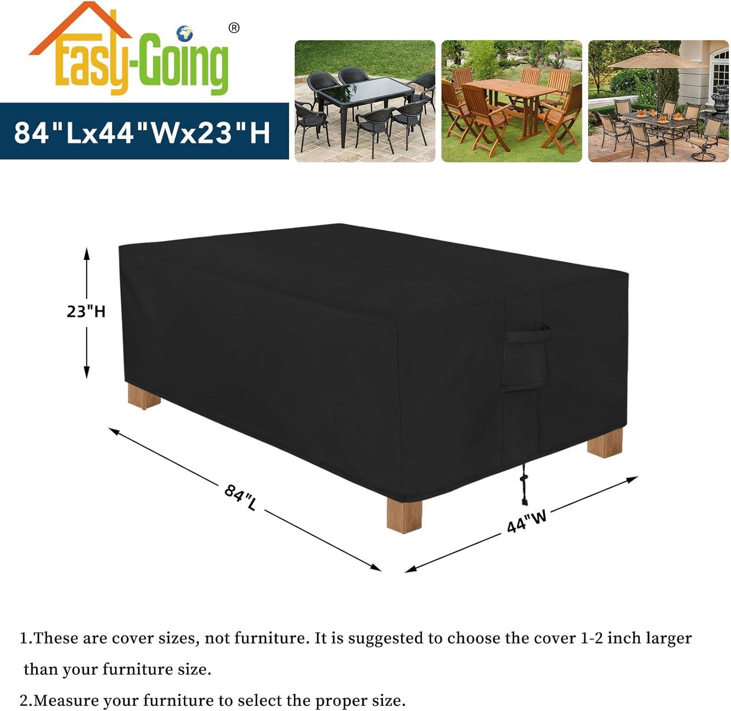 image:imageEasyGoing Rectangle Patio Furniture Cover Waterproof Outdoor Dining Table and Chair Cover AntiUV Outside Sectional Sofa Set Covers 110L x 84W x 28H BlackBlack