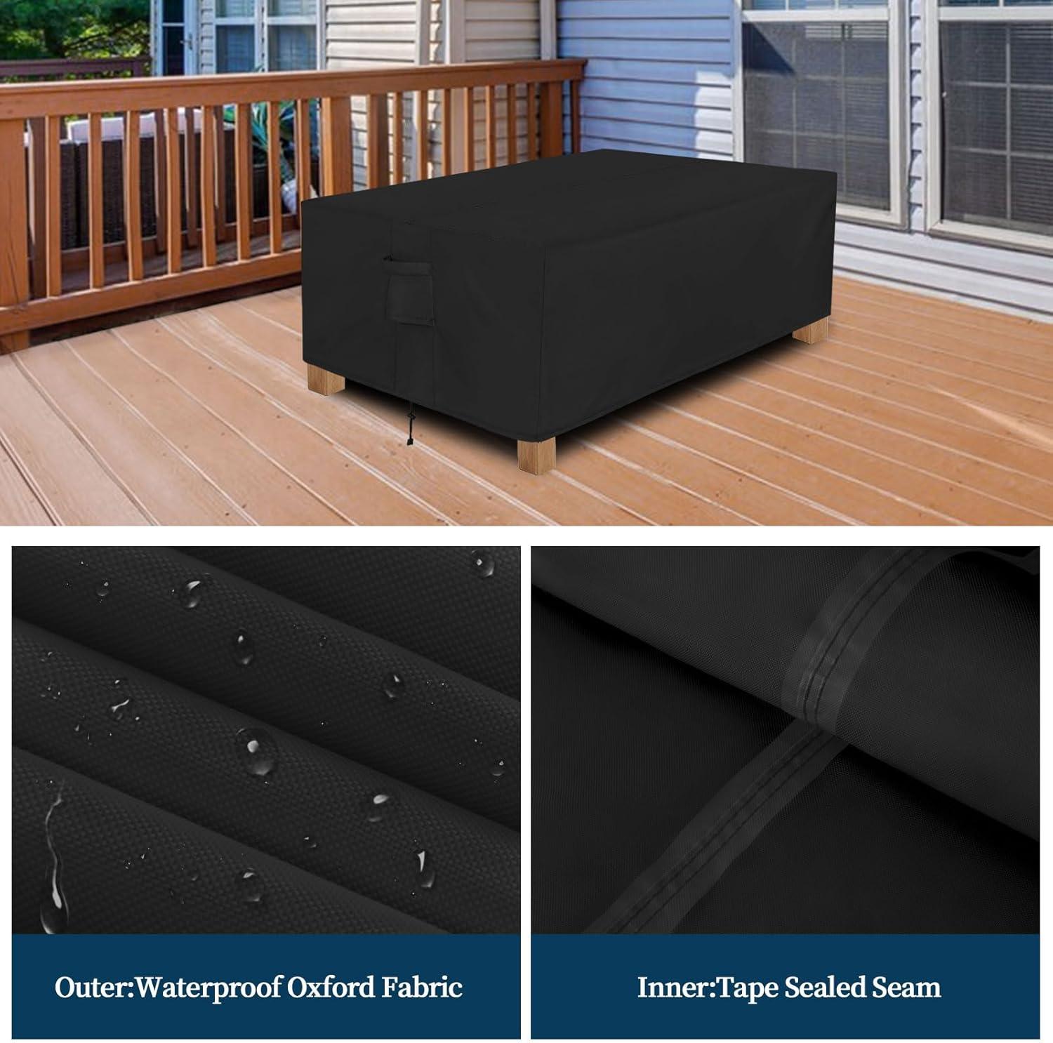 image:imageEasyGoing Rectangle Patio Furniture Cover Waterproof Outdoor Dining Table and Chair Cover AntiUV Outside Sectional Sofa Set Covers 110L x 84W x 28H BlackBlack