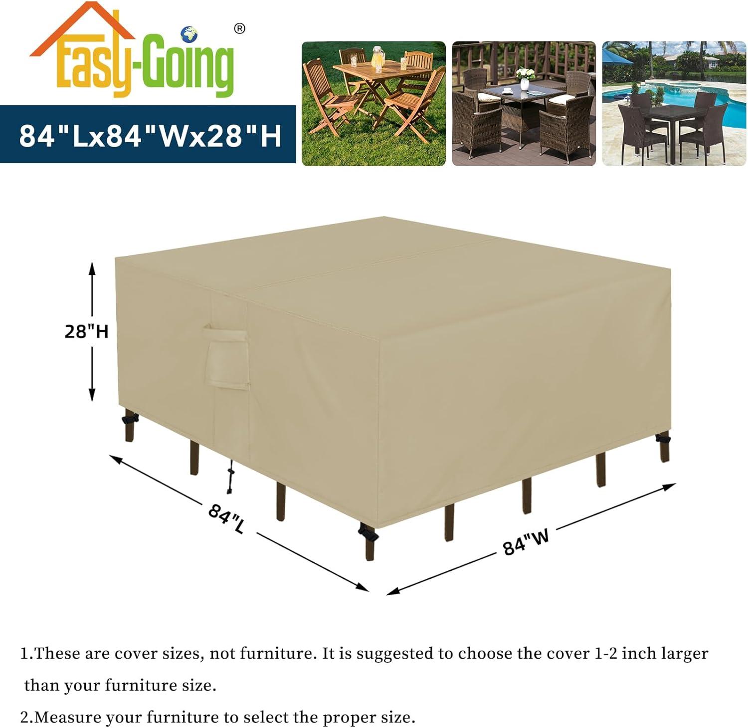 image:imageEasyGoing Rectangle Patio Furniture Cover Waterproof Outdoor Dining Table and Chair Cover AntiUV Outside Sectional Sofa Set Covers 110L x 84W x 28H BlackCamel