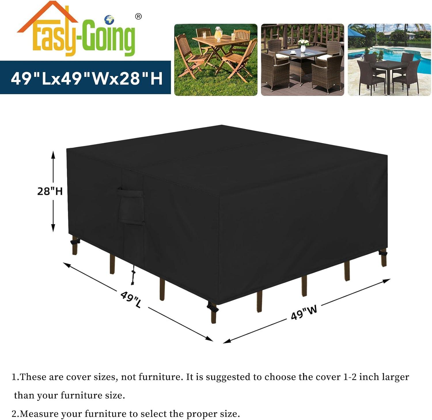 image:imageEasyGoing Rectangle Patio Furniture Cover Waterproof Outdoor Dining Table and Chair Cover AntiUV Outside Sectional Sofa Set Covers 110L x 84W x 28H BlackBlack