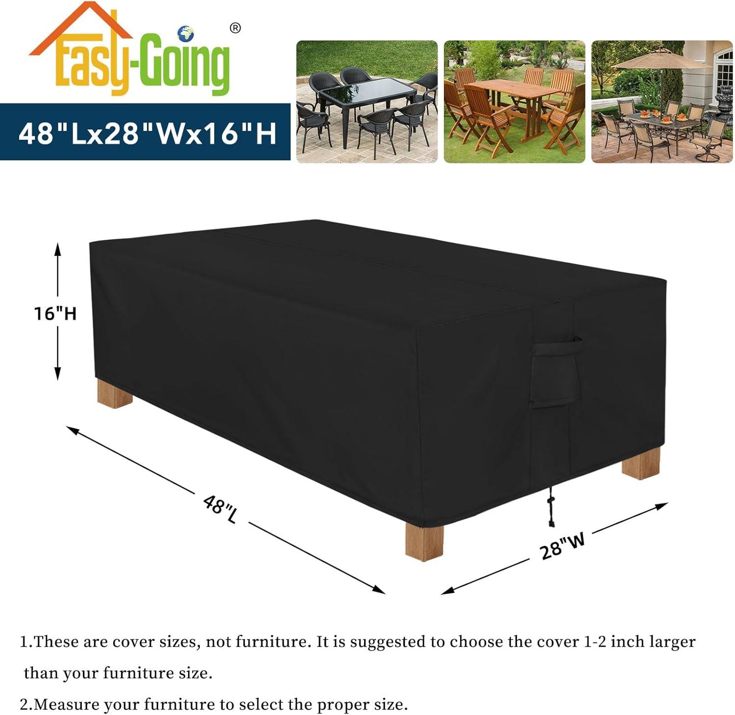 image:imageEasyGoing Rectangle Patio Furniture Cover Waterproof Outdoor Dining Table and Chair Cover AntiUV Outside Sectional Sofa Set Covers 110L x 84W x 28H BlackBlack