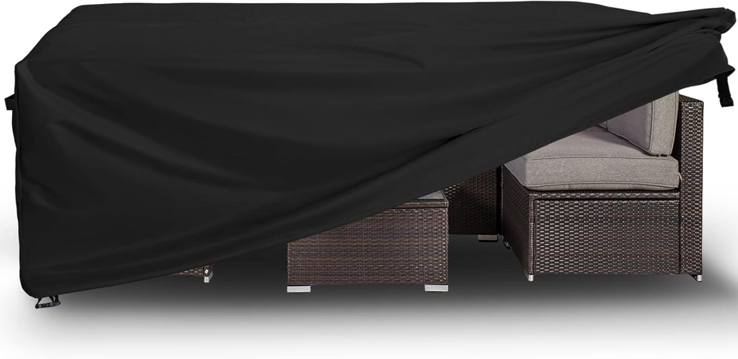 image:imageEasyGoing Rectangle Patio Furniture Cover Waterproof Outdoor Dining Table and Chair Cover AntiUV Outside Sectional Sofa Set Covers 110L x 84W x 28H BlackBlack