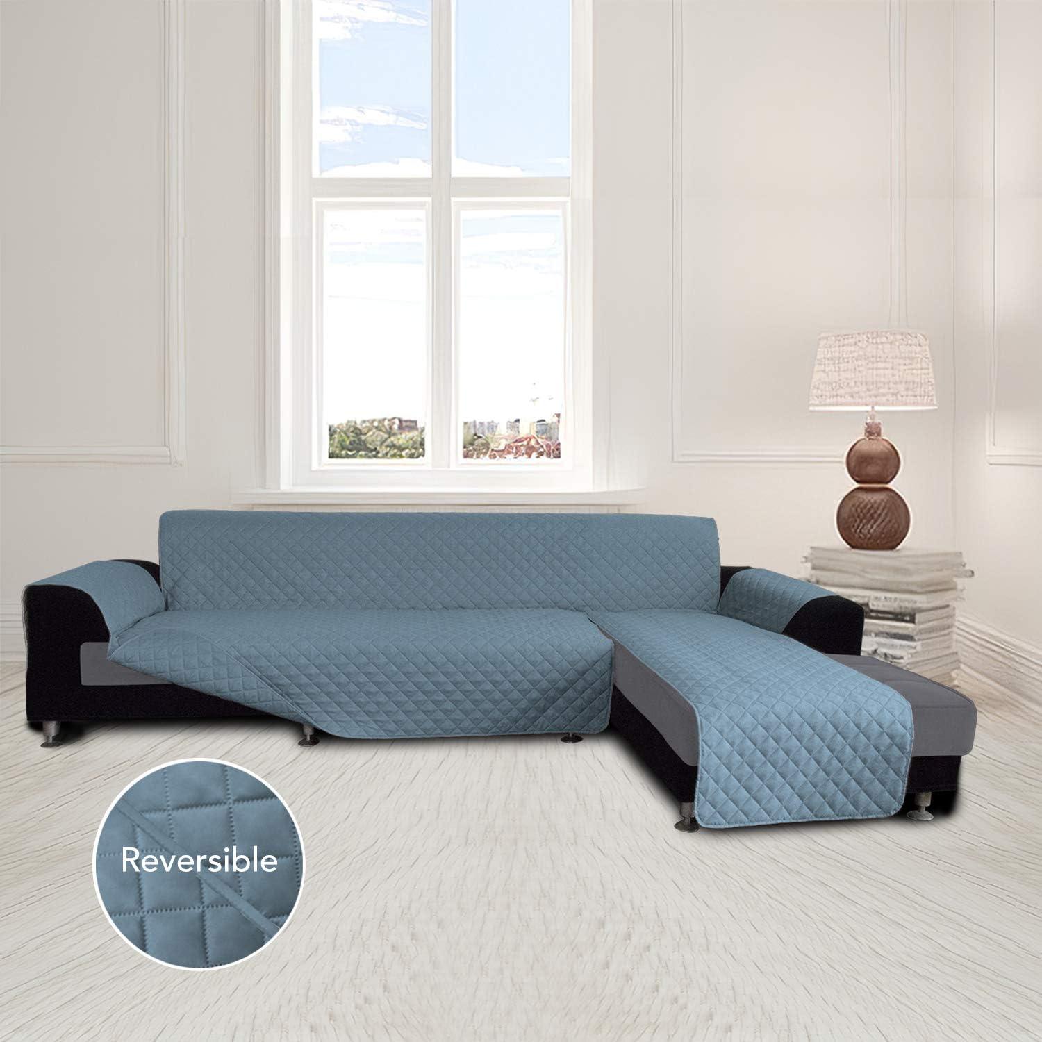 image:imageEasyGoing Sectional Couch Covers for Dogs L Shape Sofa Cover Reversible Sofa Slipcover Chaise Lounge Cover Furniture Protector Cover for Pets Dog Cat Large Dark GrayDark GrayLight BlueLight Blue