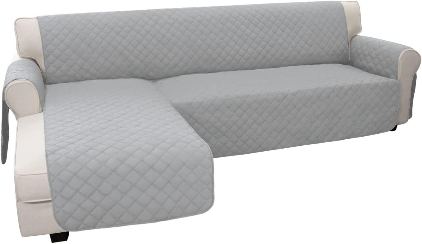 image:imageEasyGoing Sectional Couch Covers for Dogs L Shape Sofa Cover Reversible Sofa Slipcover Chaise Lounge Cover Furniture Protector Cover for Pets Dog Cat Large Dark GrayDark GrayLight GrayLight Gray