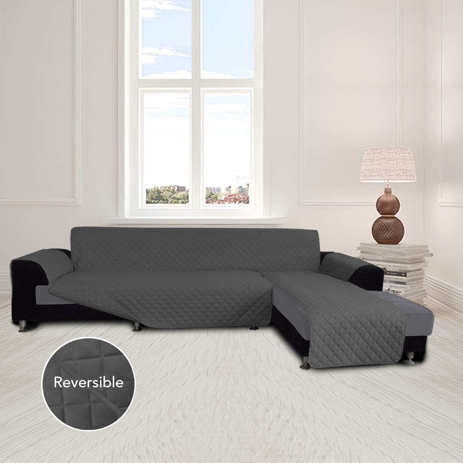 image:imageEasyGoing Sectional Couch Covers for Dogs L Shape Sofa Cover Reversible Sofa Slipcover Chaise Lounge Cover Furniture Protector Cover for Pets Dog Cat Large Dark GrayDark GrayDark GrayDark Gray
